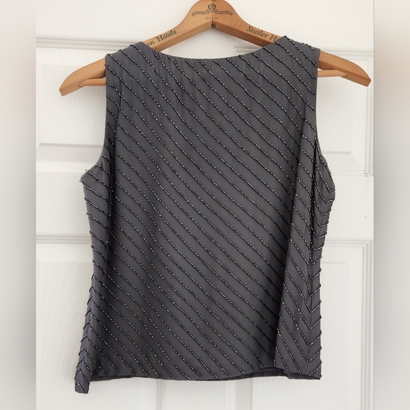Emanuel Ungaro Gray Beaded Sleeveless Blouse Size 4/38 - Picture 2 of 7